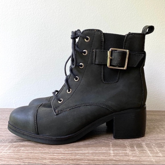 KURT GEIGER Carvela Black Lace Up Buckle Boot 38 - Picture 3 of 10